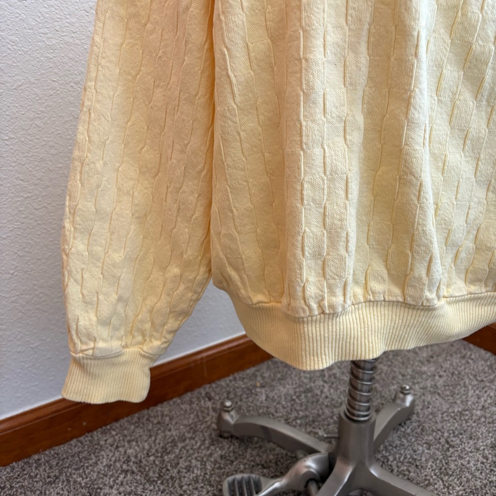 Vintage Cotton to the Core Buttercream Yellow Basketweave Knit Sweater Sz M - Picture 3 of 8